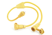 Super-Safeway Standard Molded Y Cordset, 2 Pole/3 Wire SOOW Cordset, Cordset Length 0.91m (3.0'), NEMA 5-20, 125V