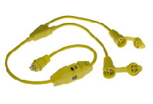 Watertite Extreme Inline GFCI Molded Y Cordset, 2 Pole/3 Wire, Cordset Length 0.91m (3.0'), NEMA 5-15, 125V