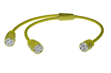 Super-Safeway Standard Molded Y Cordset, 2 Pole/3 Wire SOOW Cordset, Cordset Length 0.91m (3.0'), NEMA L5-20, 125V
