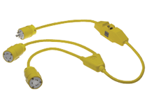 Super-Safeway Molded Y Cordset, 2 Pole/3 Wire SJOW Cordset, Cordset Length 0.91m (3.0'), NEMA L5-20, 125V, Inline GFCI