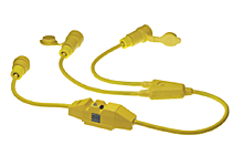 Watertite Extreme Molded Y Cordset, 2 Pole/3 Wire SJOW Cordset, Cordset Length 0.91m (3.0'), NEMA L5-20, 125V, Inline GFCI