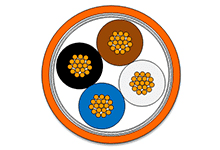 Flamar Sensor Cable, PUR Jacket, Braided Shielding Overall, 4 Circuits, 0.34mm² / 22 AWG, 5.70mm (.224") Diameter, 500.0m (1640.42') Length, Orange
