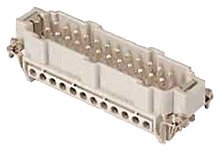 GWconnect Screw Terminal Insert, Male, 24-Pole, 16A, Numbered 1-24, without Wire Protection, Silver (Ag) Plated Contacts, Size 24B «104x27»