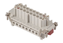 GWconnect Screw Terminal Insert, Female, 8-Pole, 16A, Silver (Ag) Plated  Contacts, Numbered 17-32, with Wire Protection, Size 32B «77x62»