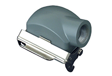 GWconnect STD - Standard, Single Lever Hood, Die-cast Aluminum, with 1 Lever, Right Side Entry, Size 6B «44x27», Extended M25 Thread, Grey