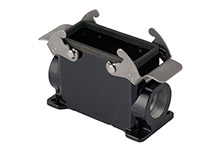 GWconnect HE - Harsh Environment, Double Lever Surface Mount Housing, Die-cast Aluminum, with 2 Levers, without Gasket, Size 16B «77x27», Pg21  Thread, Black, High Construction