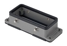 GWconnect STD-HV - Standard-High Voltage, Double Lever Bulkhead Mount Housing, Die-cast Aluminum, with 4 Pegs, with Gasket, Size 24B «104x27»,  Grey