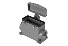 GWconnect STD-HV - Standard-High Voltage, Double Lever Surface Mount Housing, Die-cast Aluminum, with 4 Pegs, with Cover, with Gasket, Size 24B «104x27», Pg21x2 Thread, High Construction, Grey