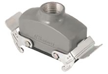 GWconnect STD - Standard, Double Lever Coupler, Die-cast Aluminum, with 2 Levers, Top Entry, with Gasket, Size 24B «104x27», Extended Pg21 Thread, Grey