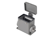 GWconnect STD - Standard, Double Lever Surface Mount Housing, Die-cast Aluminum, with 4 Pegs, with Cover, with Gasket, Size 32A «66x40», M40 Thread, Grey