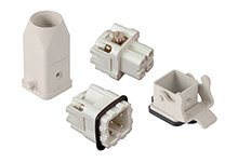 GWconnect Connector Kit, 3 Pole, Series S-A Female-Male Inserts, Pg11 Plastic Hood-Top Entry, Bulkhead Housing-Vertical, 1 Lever, Size 3A «21x21», Grey White