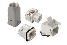 GWconnect Connector Kit, 3 Pole, Series S-A Female-Male Inserts, Pg11 Die-cast Aluminum Hood-Top Entry, Bulkhead Housing-Vertical, 1 Lever, Size 3A «21x21», Grey