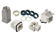 GWconnect Connector Kit, 3 Pole, Series S-A Female-Male Inserts, Pg11 Metal Cable Gland, Pg11 Die-cast Aluminum Hood-Top Entry, Bulkhead Housing-Vertical, 1 Lever, Size 3A «21x21», Grey