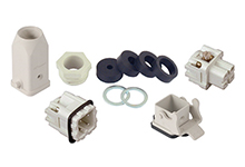 GWconnect Connector Kit, 3 Pole, Series S-A Female/Male Inserts, M20 Plastic Gland, M20 Plastic Hood-Top Entry, Bulkhead Housing-Vertical, 1 Lever, Size 3A «21x21», Grey White