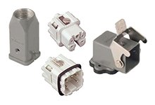 GWconnect Connector Kit, 4 Pole, Series S-A Female-Male Inserts, Pg11 Die-cast Aluminum Hood-Top Entry, Bulkhead Housing-Right Angle, 1 Lever,  Size 3A «21x21», Grey