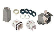 GWconnect Connector Kit, 4 Pole, Series S-A Female-Male Inserts, Pg11 Metal Cable Gland, Pg11 Die-cast Aluminum Hood-Top Entry, Bulkhead Housing-Right Angle, 1 Lever, Size 3A «21x21», Grey