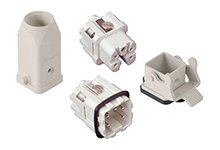 GWconnect Connector Kit, 4 Pole, Series S-A Female-Male Inserts, M20 Plastic Hood-Top Entry, Bulkhead Housing-Vertical, 1 Lever, Size 3A «21x21», Grey White