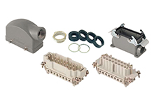 GWconnect Connector Kit, 10 Pole, Series S-E Female-Male Inserts, Pg16 Metal Cable Gland, Pg16 Die-cast Aluminum Hood-Side Entry, Surface Mount  Housing-Vertical, 2 Lever, Size 10B «57x27», Grey